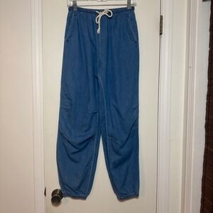 LE LIS COLLECTION Womens Denim Blue Jogger Pants Elastic Waist Drawstring Size S